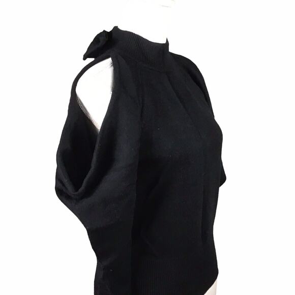 INC Women’s Small Black Cold Shoulder Sweater Long Sleeve Bow Back NWT - Picture 8 of 16